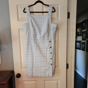 Chic Blue and White Plaid Midi Dress ANN Taylor Size 14 Women